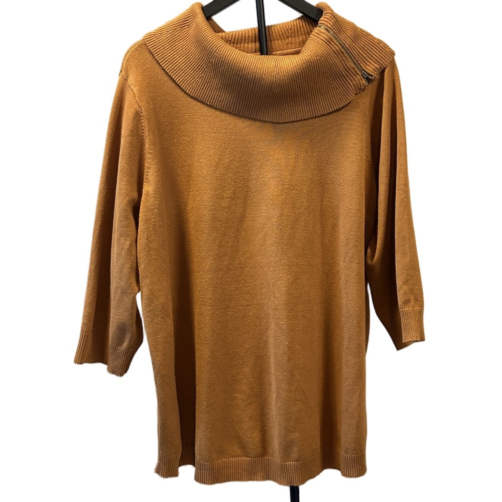 ByDesign 2X Cowl Neck Tunic Sweater in Yellow | 3/4 Sleeve Fall Top
